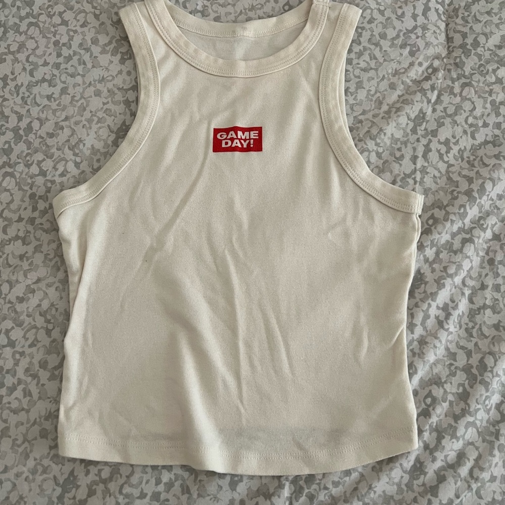 Cream Tank Top with 'Game Day' Logo